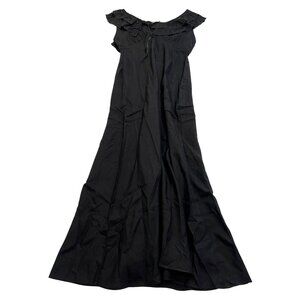RIXO Seraphina Linen Midi Dress in Black